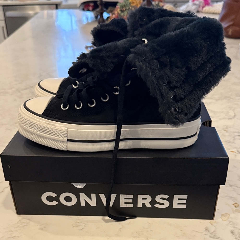 Women's All Star Fold Over Lift X-Hi Faux Fur